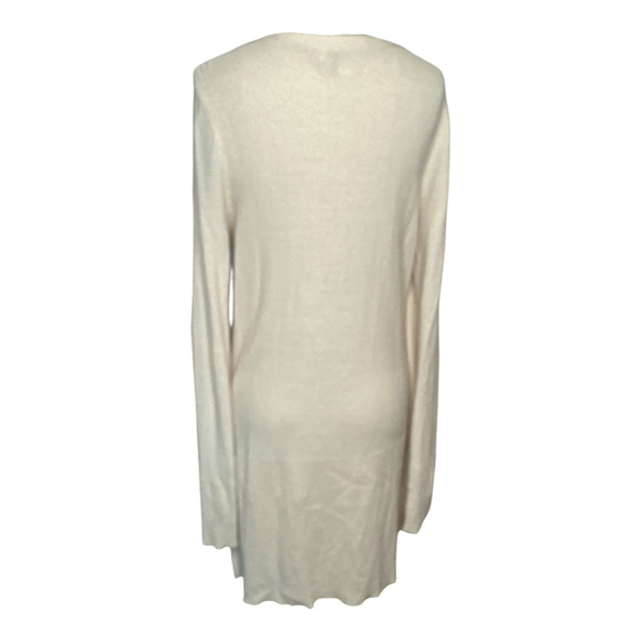 Free People Ivory Cross Neckline Side Slit Long Sleeve Knit Tunic Sweater Size L - Picture 6 of 8